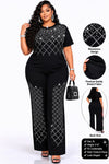 Diamond Glam Rhinestone Pant Set(Black)