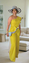 ONE SHOULDER SLEEVELESS JUMPSUIT ( LEMON)