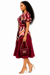 Burgundy Swirl Elegance midi Dress