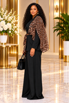 THE WILD ELEGANCE LEOPARD PANT SUIT SET(BLACK)