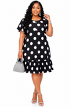 Artistic Flair Ruffle Midi Dress(Polka Dots)