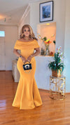 OFF SHOULDER MAXI DRESS(MUSTARD)