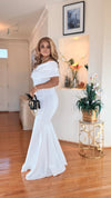 OFF SHOULDER MAXI DRESS(WHITE)