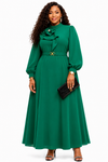 Elegance Belted Maxi Dress(Green)