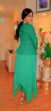 3 piece top/pant/belt pant set(GREEN)