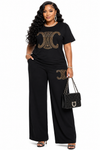 Royal Crystal Signature Pant Set(Black)