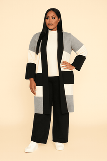  Luxe Colorblock Knit 3-Piece Set(BLACK)