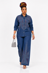 2 piece Crystal Pathway Denim pant Set