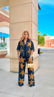  Golden Star Power Denim pants Set(Black/Gold)