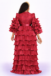 Burgundy Royal Ruffle Couture Gown