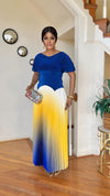 Blue & Yellow Ombre Pleated Skirt set(BACKORDER ONLY)