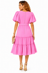 Pink Blossom Tiered Midi Dress