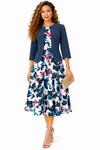 Midnight Bloom Jacket Dress Set(Navy/cream)