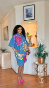Floral Bloom Sequin Denim Set(blue)
