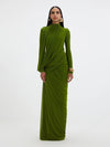Sculpted Drape Luxe Maxi Dress(Lemon)