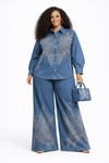 2 piece Crystal Pathway Denim pant Set