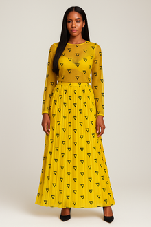  SHEER BLOUSE/PLEATED LONG SKIRT(SET)
