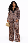 LUXE LEOPARD SATIN TWO-PIECE SUIT SET