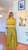GOLDEN SHIMMER SLEEVELESS TOP/PLEATED PALAZZO PANT SET