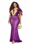 Ama Luxe Rhinestone Maxi dress(Purple)