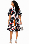 Chic Impression Ruffle Midi Dress(Black)