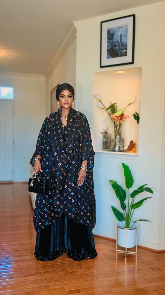 Elegant Draped Blouse & Pleated Pants Set🌸✨(BLACK)