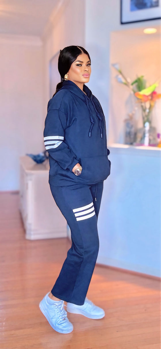 Navy Stripe Chic Jogger Set