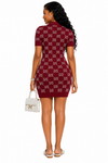 Monogram Luxe Sweater Knit Dress(Wine)