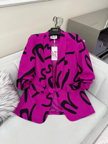  Abstract Print Blazer(Pink/Black)