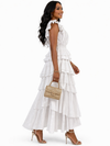 The Royal Pleated Tier Couture Maxi Dress(white)