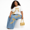 Gold Bow Luxe Top/Denim Set