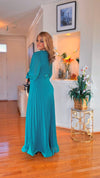 BELTED LONGSLEEVE MAXI DRESS(DARK GREEN)