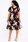 Artistic Flair Ruffle Midi Dress(Black floral)