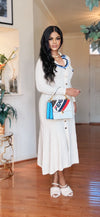 Long-sleeve sweater knit dress(ivory)