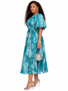 Timeless Charm Wrap Midi Dress(Teal)
