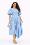 Royal Sky Draped Midi Dress