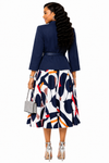 Royal Elegance Jacket & Midi Dress Set(Dark blue)