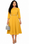 Grace Midi Dress(Mustard)
