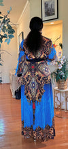 RHINESTONE SHIRT- FLOOR LENGTH MAXI SKIRT SET(ROYAL BLUE)