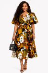 Timeless Charm Wrap Midi Dress(Multi Color )
