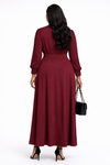 Regal Flow Belted Maxi Dress(Wine)
