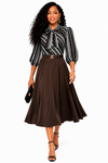 Executive Elegance Bow Midi Dress(Brown)