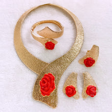  High quality Scarlet Rose Texture Jewelry Set(GOLD)