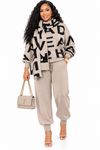 PREORDER 29- BEIGE 2- PIECE  JOGGERS KNIT PANT SET