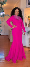 Gemstone longsleeve floorlength maxi dress(pink)