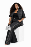 Noir Crystal Luxe Denim Palazzo Set