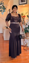 SHORTSLEEVED GEMSTONE MAXI DRESS(BLACK)