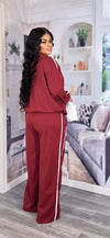 3-Piece Luxe Stretch Tracksuit Set – Burgundy
