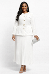 Pure Grace Pleated Skirt Set(Ivory white)