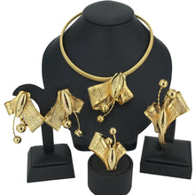  ITALIAN GOLD PLEATED NECKLACE SET(GOLD)